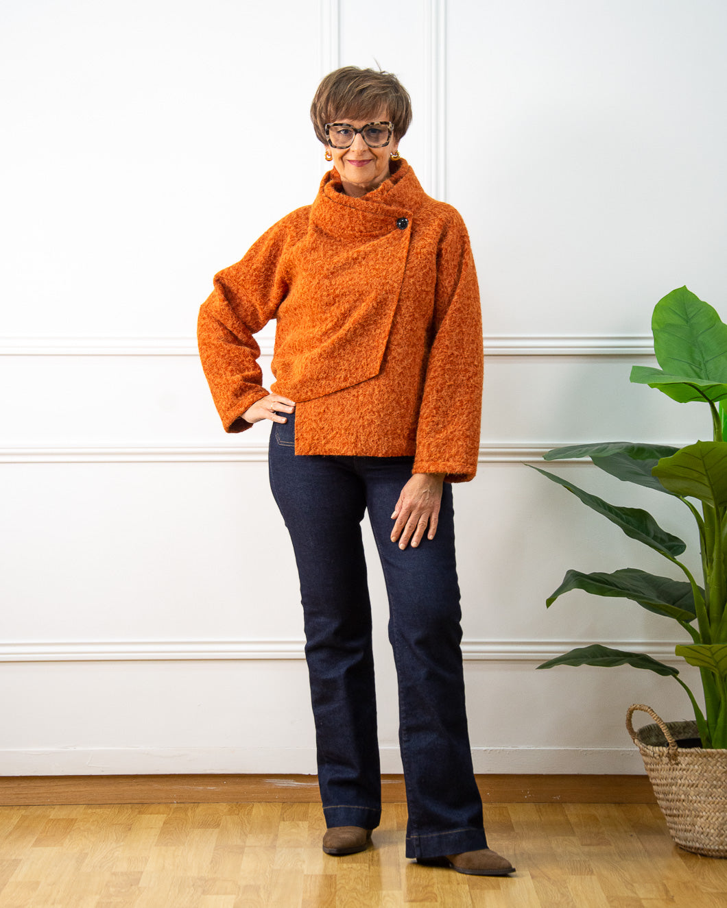 CHAQUETA ASIMÉTRICA TEJA