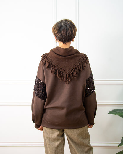 CAMISETA LENTEJUELAS MARRÓN