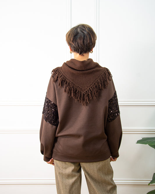 CAMISETA LENTEJUELAS MARRÓN