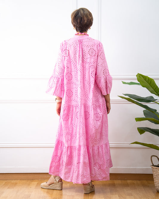 VESTIDO PERFORADO ROSA