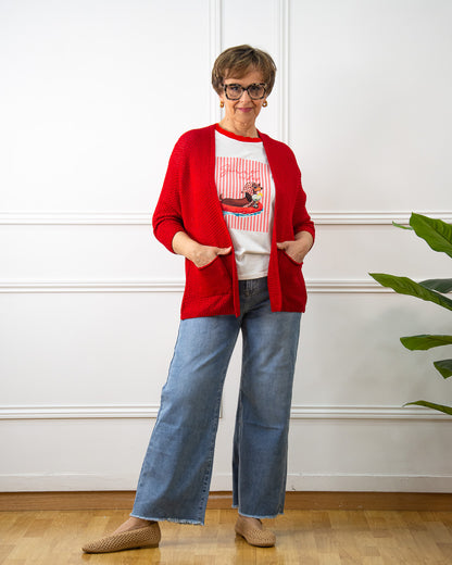 CHAQUETA VIOLETA ROJO