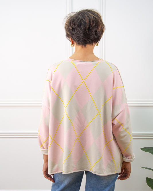 SUDADERA ROMBOS ROSA