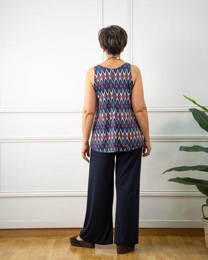 BLUSA ROMBITOS  AZUL MARINO