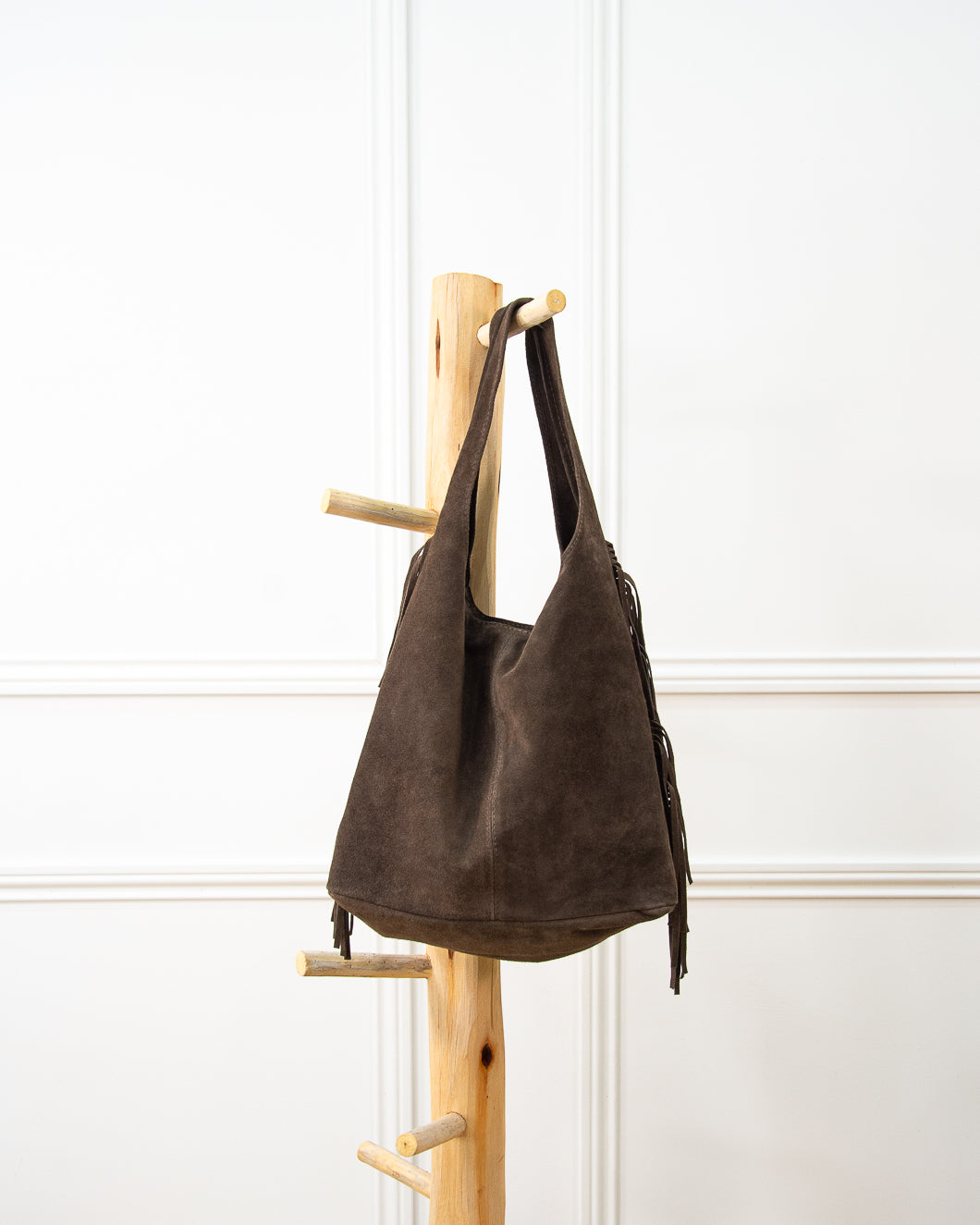 BOLSO GÓNDOLA FLECOS MARRÓN