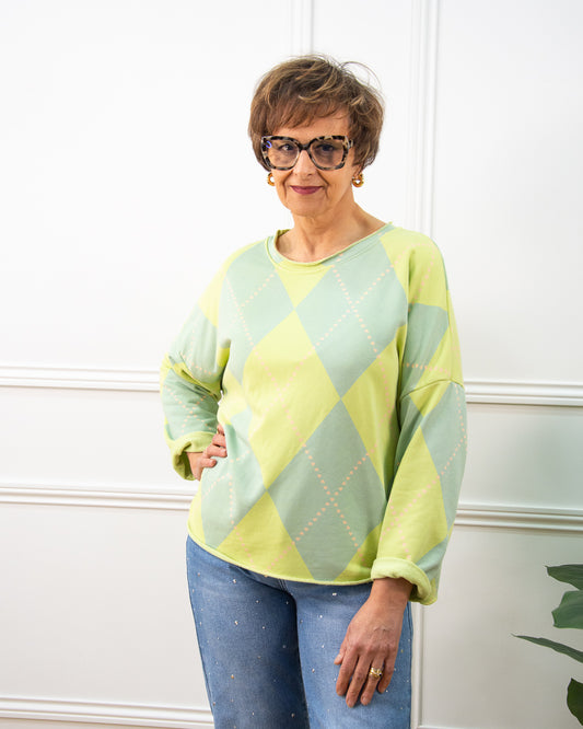 SUDADERA ROMBOS VERDE