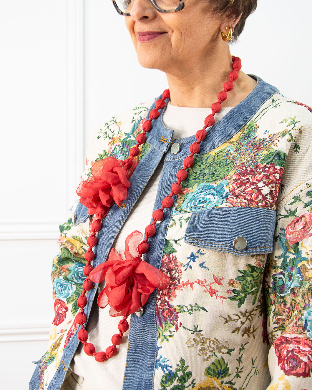 COLLAR SEDA FLOR TEJA