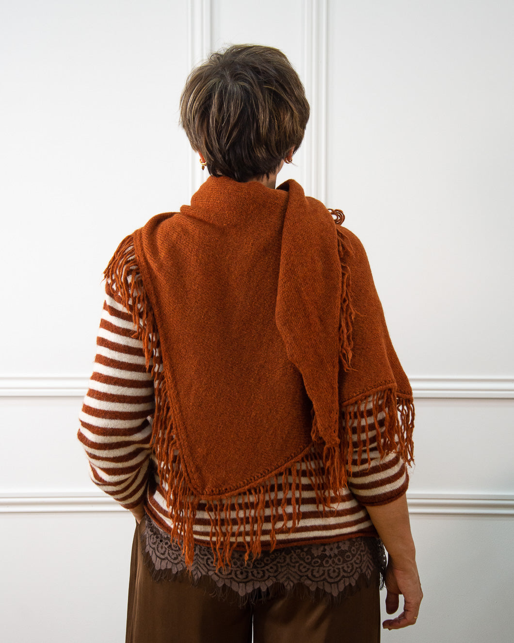 PONCHO FLECOS TEJA
