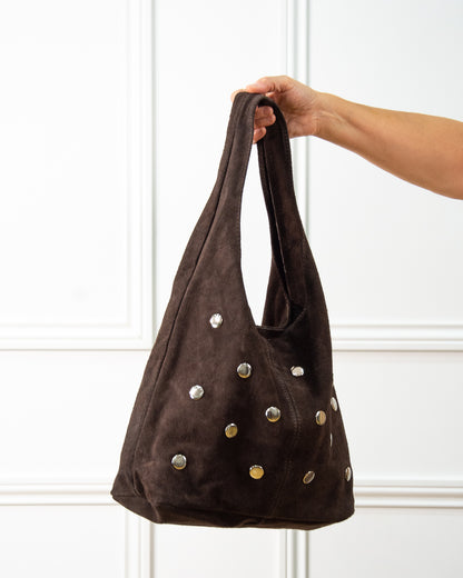 BOLSO GÓNDOLA TACHAS MARRÓN