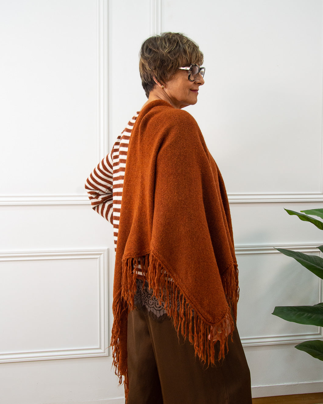 PONCHO FLECOS TEJA