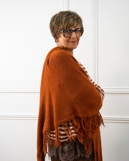 PONCHO FLECOS TEJA