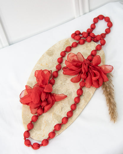 COLLAR SEDA FLOR TEJA