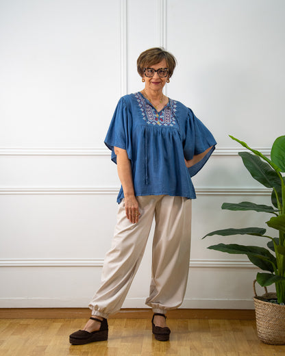 BLUSA TENCEL BORDADA