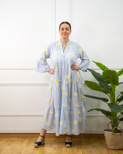 VESTIDO MARGARITAS AZUL