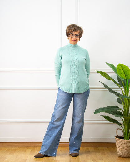 JERSEY TRENZA VERDE AGUA