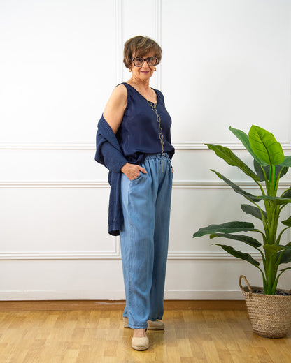 TOP VOLANTE AZUL MARINO