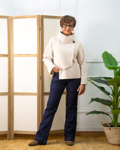 CHAQUETA ASIMÉTRICA BLANCO ROTO