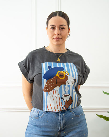 CAMISETA COFFEE GRIS