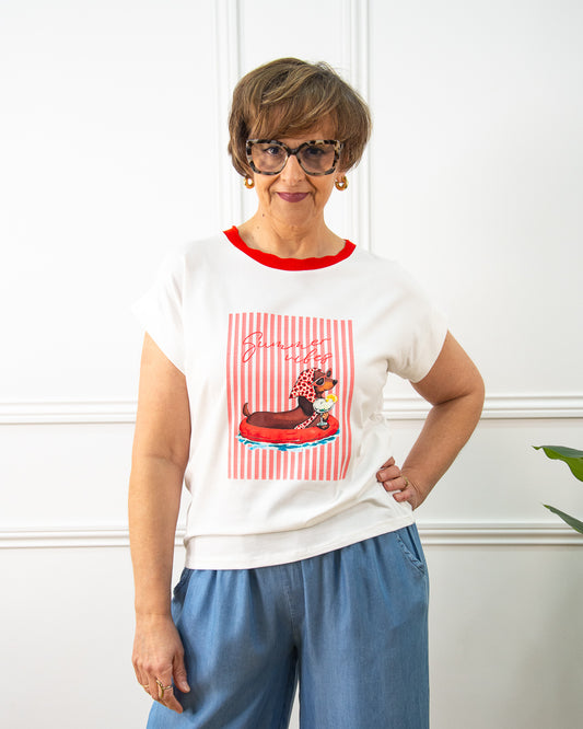 CAMISETA PERRITO ROJO