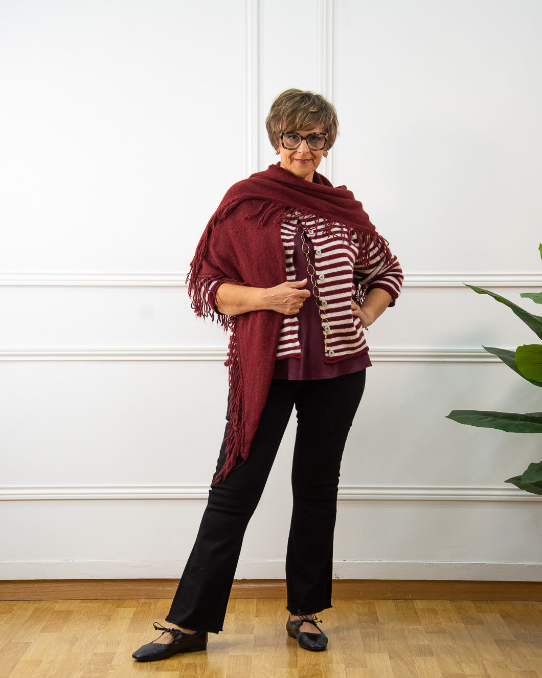PONCHO FLECOS GRANATE