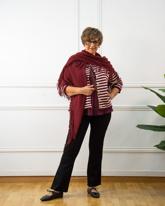 PONCHO FLECOS GRANATE