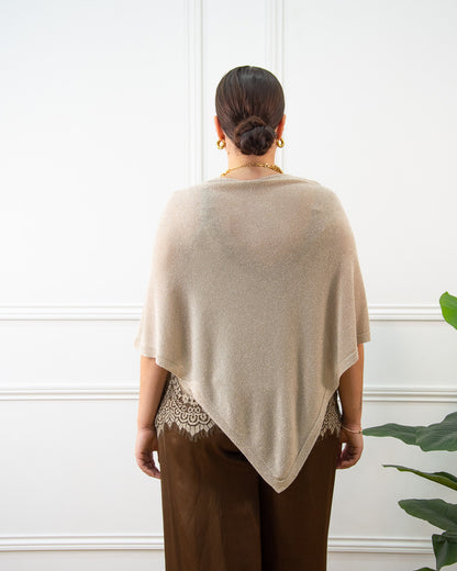 PONCHO BRILLO BEIGE