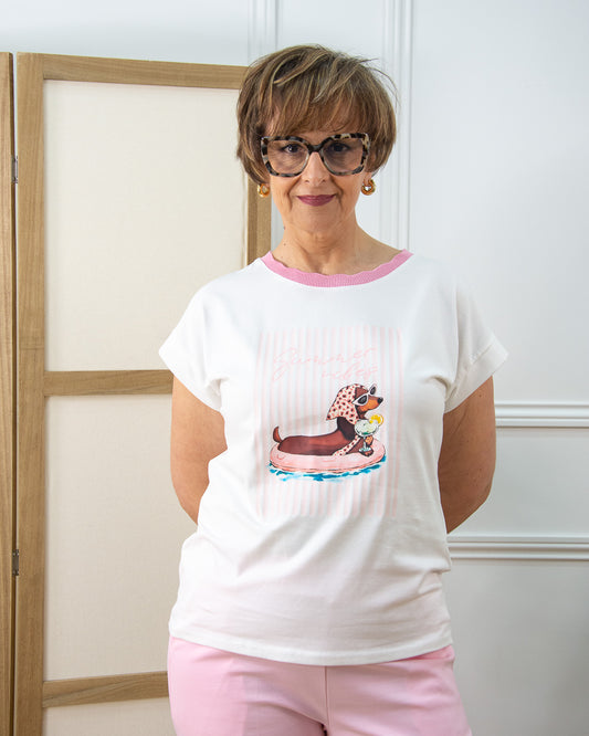 CAMISETA PERRITO ROSA