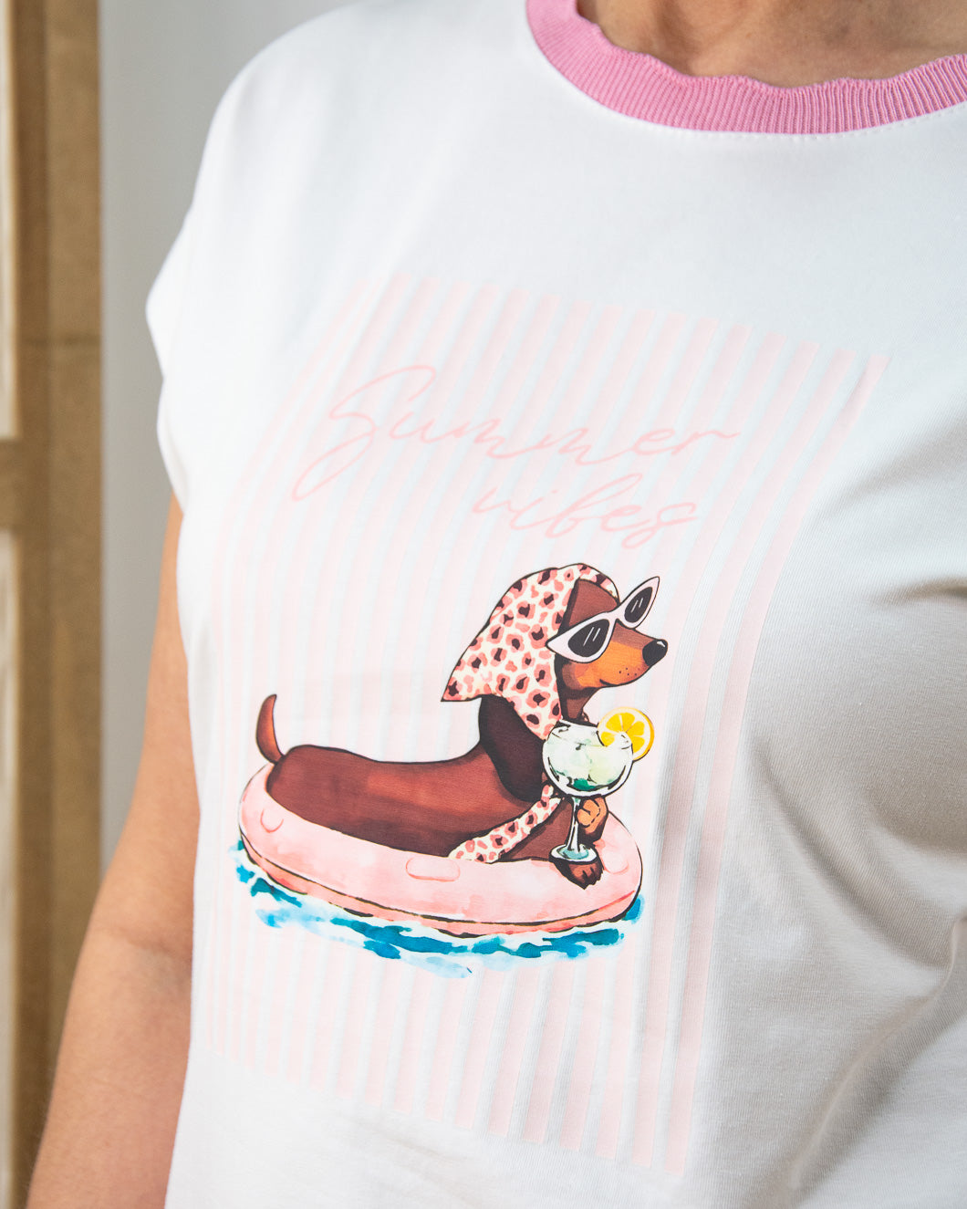 CAMISETA PERRITO ROSA
