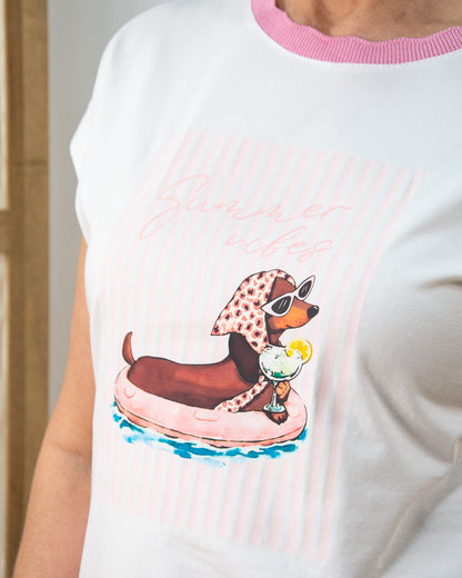 CAMISETA PERRITO ROSA