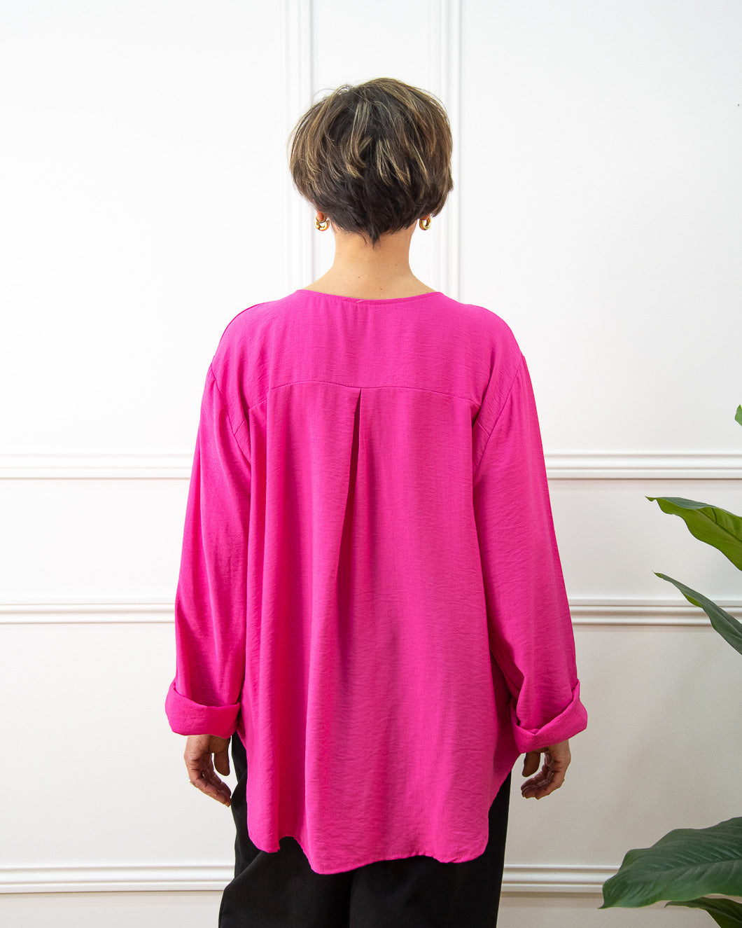 BLUSA BOTÓN FUCSIA