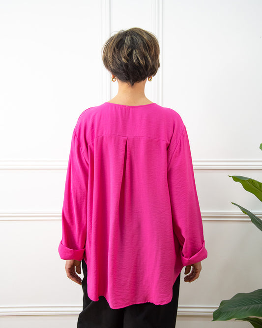BLUSA BOTÓN FUCSIA