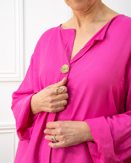 BLUSA BOTÓN FUCSIA