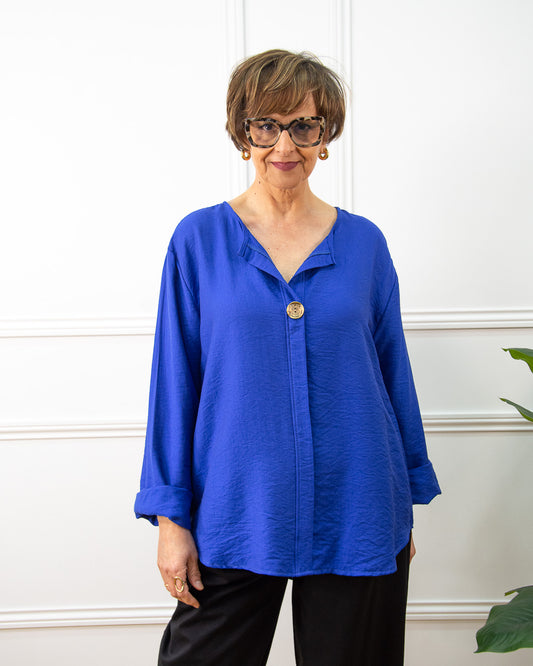 BLUSA BOTÓN AZUL