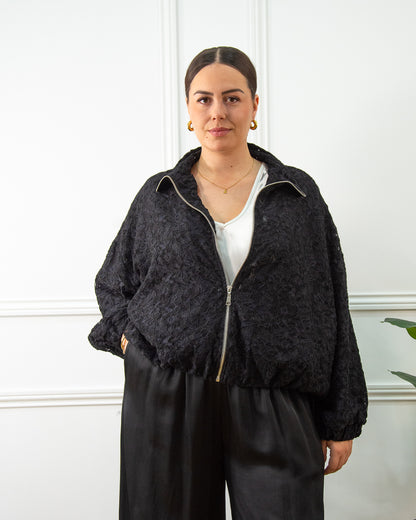 BOMBER ENCAJE NEGRO