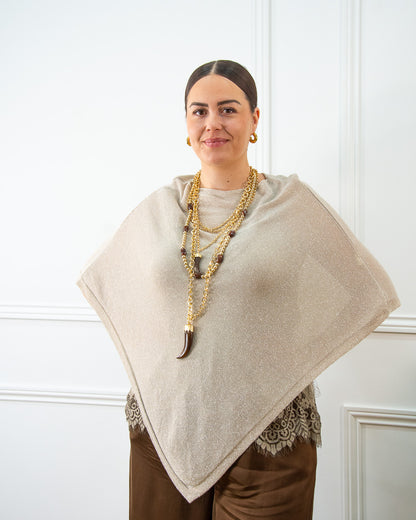 PONCHO BRILLO BEIGE