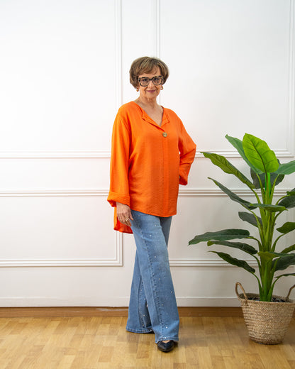 BLUSA BOTÓN NARANJA