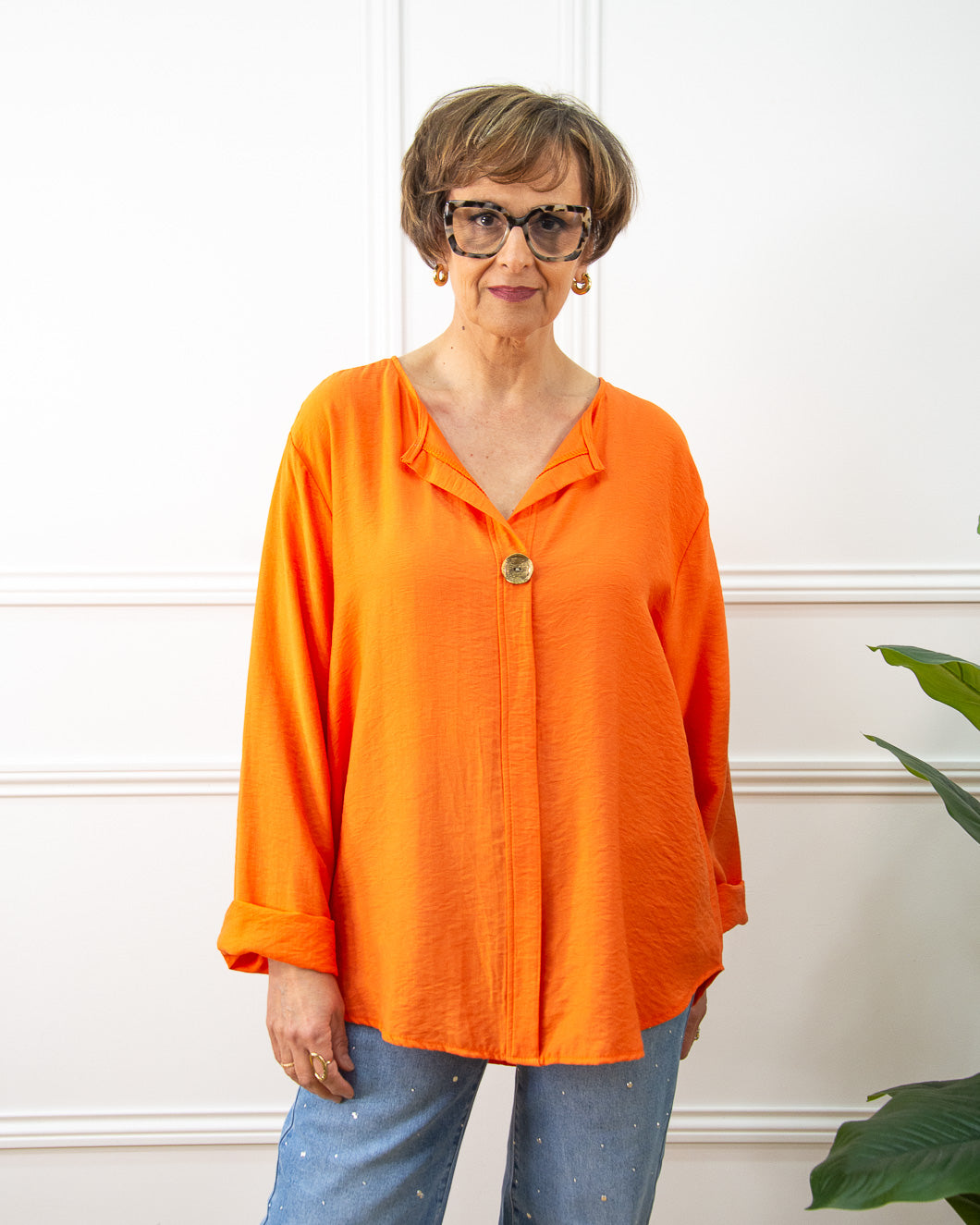 BLUSA BOTÓN NARANJA