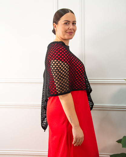PONCHO CALADO NEGRO
