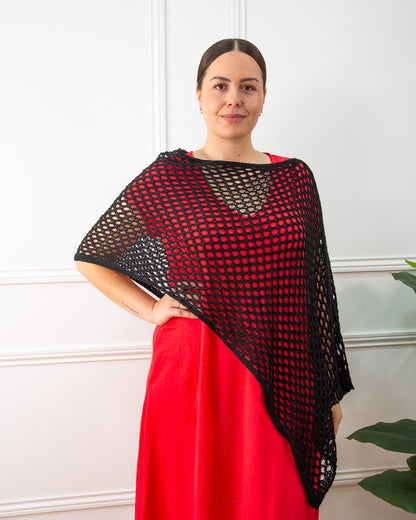 PONCHO CALADO NEGRO