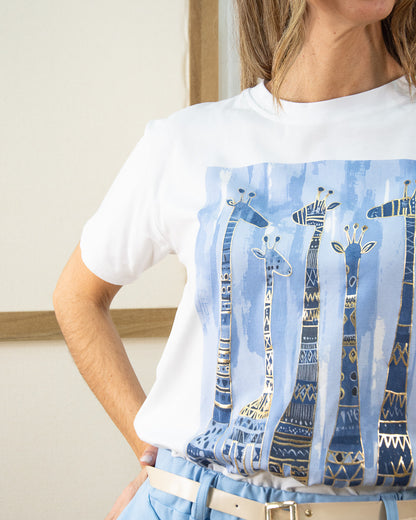 CAMISETA JIRAFA AZUL