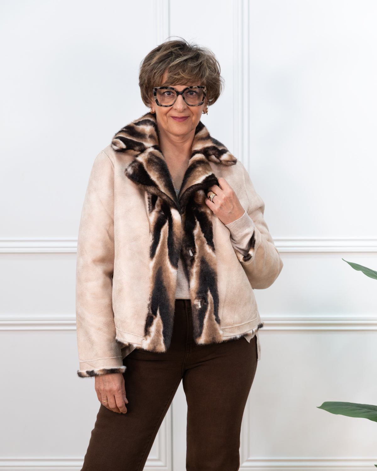 CHAQUETA PELO ZEBRA MARRÓN