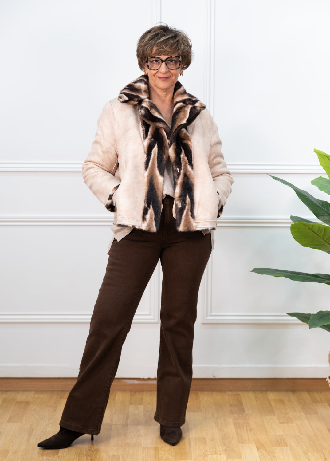 CHAQUETA PELO ZEBRA MARRÓN