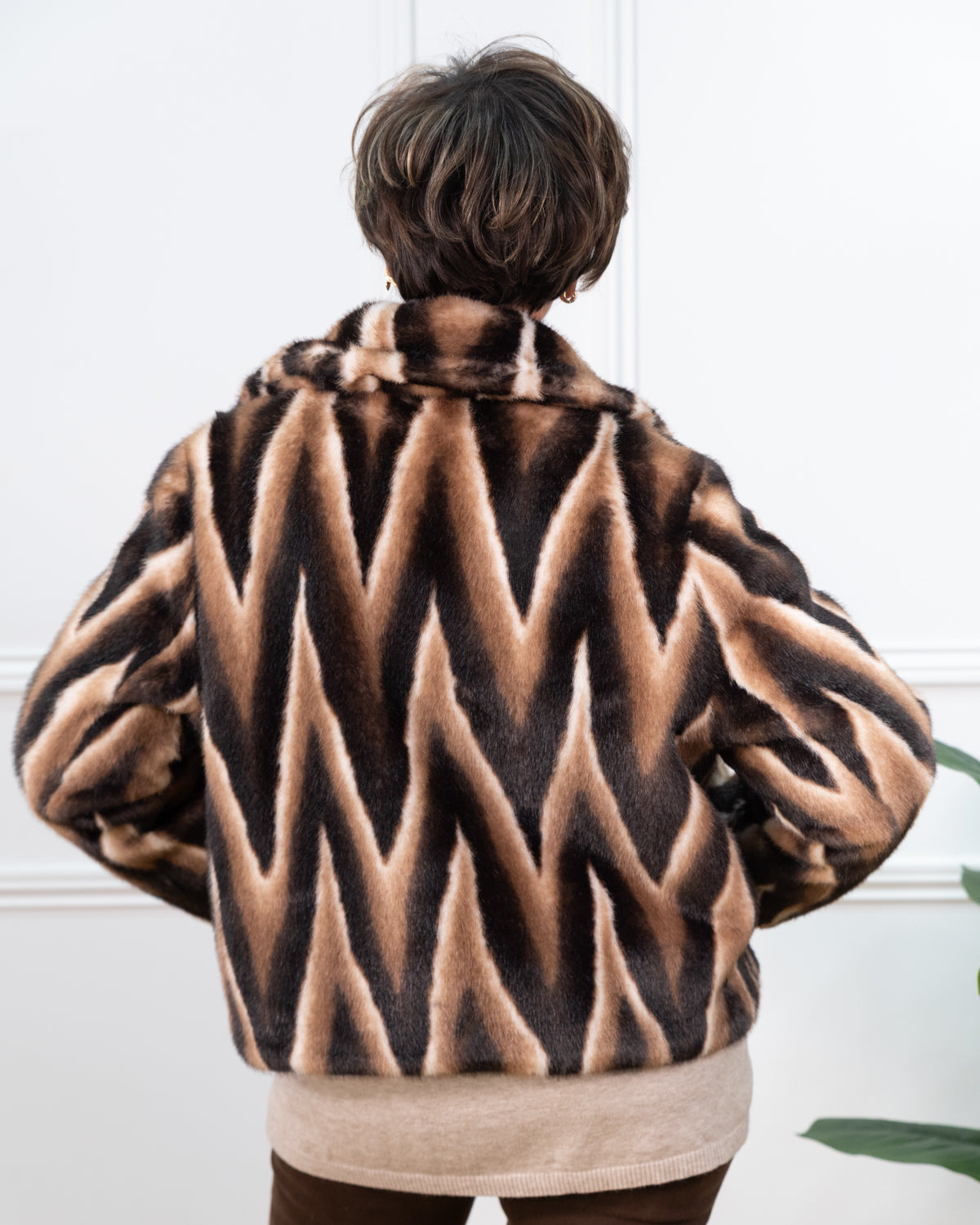 CHAQUETA PELO ZEBRA MARRÓN