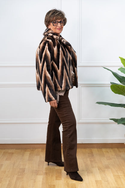 CHAQUETA PELO ZEBRA MARRÓN