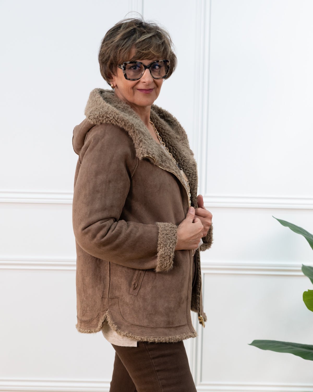 ABRIGO PELO BUCLE CAMEL