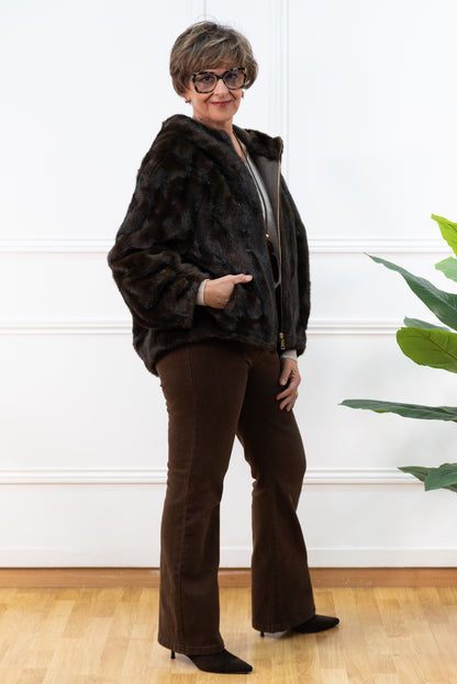 CHAQUETA PELO CAPUCHA MARRÓN