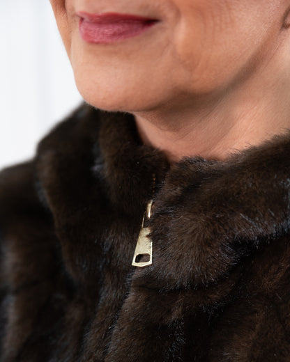 CHAQUETA PELO CAPUCHA MARRÓN
