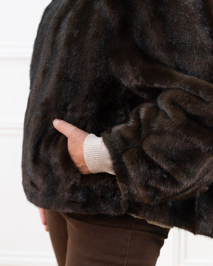 CHAQUETA PELO CAPUCHA MARRÓN