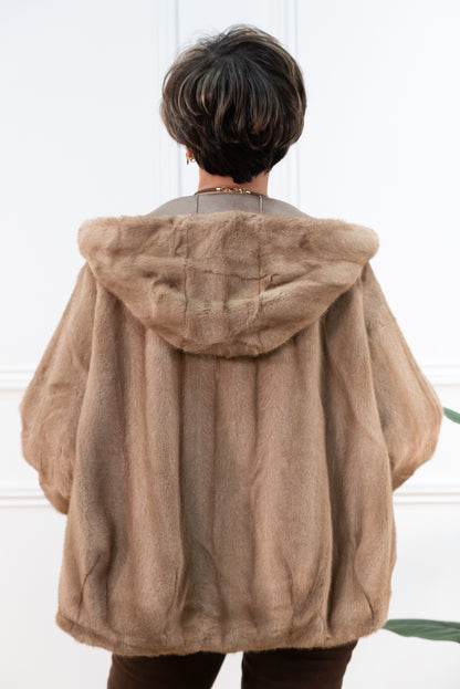 CHAQUETA PELO CAPUCHA CAMEL