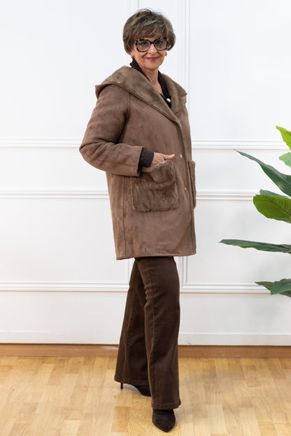 ABRIGO CAPUCHA CAMEL