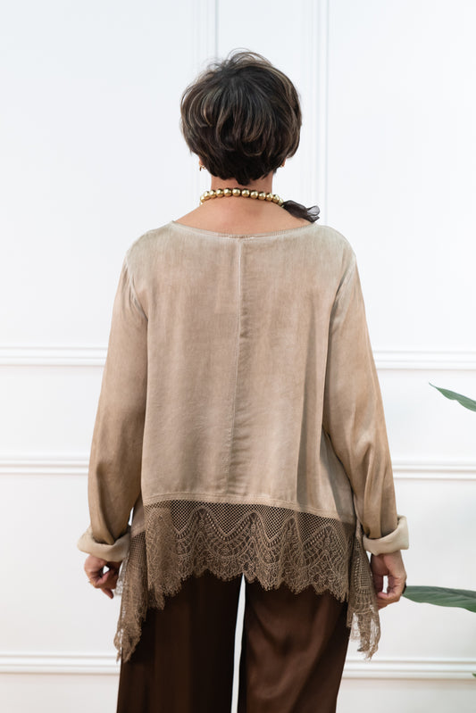 BLUSA GUIPUR TAUPE